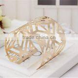 European Golden Exaggerated Wide Metal Hollow Cuff Bangle for Women thumbnail-2