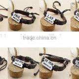 Love Charm Leather Bracelet Love Letter Charm Leather Bangle Custom Charm Leather Bracelet thumbnail-2