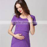 Wild Short Sleeve Nursing Clothes Scoop Neck Breastfeeding Clothing Cotton Maternity Mother Outdoor Tops thumbnail-1