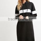 Popular color stripe hooded long-sleeved dress