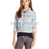 High Quality Hot Sale OEM Service Women's Plus-Size Gray Denim Jacket/Blazer thumbnail-3