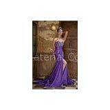 Chiffon Mermaid Prom Womens Party Dresses With Beaded / Sweetheart Strapless , Purple thumbnail-1