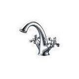 Two Cross Handle One Hole Basin Tap Faucets Polished With 33mm - 38mm Sink Hole