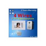 Wired 4 Wires Color Video Door Phone support video recording and Picture Memory Villa intercom system ,video doorbell