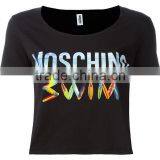 Custom Short Sleeve Cotton Black Printed T-Shirts For Women,Top Quality Silk Printing Womens Black T-Shirts Clothes thumbnail-2