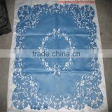 100% Polyester Embroidery Blue Table Cloth