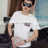Peijiaxin Latest Design Casual Style O-neck White Plain Cheap Men Fancy Pocket T shirt