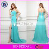 CE136 Simply Strapless Sexy Split Front Green Chiffon Beading Evening Gown thumbnail-1
