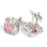 Luxurious Pink Diamond Stone Unisex Shirt Jewelry Cufflinks Brand thumbnail-3
