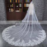 HSP1702 Luxury Real Photo Wedding Veils 3 Meters Long Lace Appliqued Bridal Veil thumbnail-2