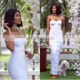 Women Summer Party Fashion Spaghetti Strap Tassels Sexy White Bodycon Bandage Club Maxi Dresses thumbnail-1