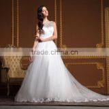 2016 New Arrival Elegant off Shoulder Sweetheart Lace Bottom Crystals Neck Open Back White Bride Wedding Dress Quality Choice thumbnail-2