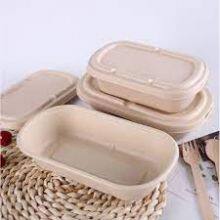 Brown Color Biodegradable Bagasse Bento Boxes Smooth Without Burrs thumbnail-1