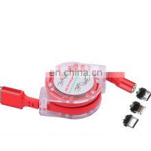 Hot Sale New Retractable 3 In 1 USB Magnetic Charging Cable For Mobile Phone Cable Ios/Type-C/Android thumbnail-4