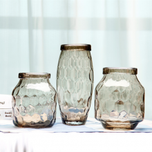 Nordic Blue Colored Glass Insertions And Light Luxury Decorations Lily Shaped Glass Vase For Living Room thumbnail-2