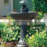 Outdoor Cast Stone Finish Boy and Girl Reading on Bench Water Fountain thumbnail-1