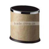 Waste Bin Wrapped in Faux Leather With Bezel Top thumbnail-2