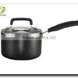 Premium Quality Black Hard Anodized Saucepan Milk Cooking Pot Soft Handle thumbnail-1