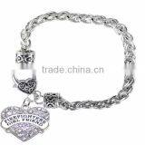 Clear Crystal Firefighter's Girlfriend Charm Chain Link Bracelet thumbnail-1
