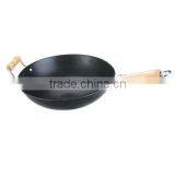 2 / Two Handles Carbon Steel Non Stick Wok With Wooden Handle