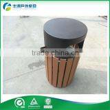 China Manufacture outdoor recycling wooden plastic street dustbin plastic wood trash bin