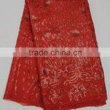 Hot Sale Special Circle Design Red Sik Lace African Silk Lace Fabric for Clothers thumbnail-1