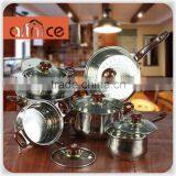 Wholesale Stainless Steel Kitchen Queen Cookware Set With Glass Lid and Bakelite Handle/knob