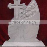 High Quality White Marble Cross Headstones Hand Carved Stone Sculpture From Vietnam