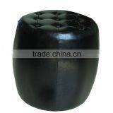 Faux Leather Round Stool Ottoman thumbnail-1