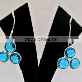 Blue Quartz Round Gemstone Earrings thumbnail-2