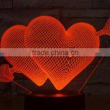 266-Romantic Heart Love Shape Led Lamp 3d Optical 3d Sculpture Illusion Art Special Light Desk Led Lamp