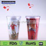 Fancy BPA Free Plastic Water Bottle With Straw thumbnail-2