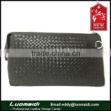 Popular woven pattern clutch genuine leather man wallet