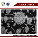 Black White Flower Leaf Pattern China Textile Flocked Cloth with Sofa Nap