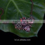 2015 Yiwu Fashion Jewelry Hot Sale Steampunk Bee Gear Pendant With Crystal Statement Necklace Red Copper thumbnail-1