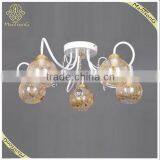 Classic White Iron Glass Ball Ceiling Lamp With Crystal Accessories thumbnail-1