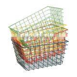Multi-color Eco-friendly Painted Finished Fruit Vegetable Washing Basket Wire Stacking Basket thumbnail-2