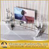 Fancy Design tv Stand Clear Glass Top With Silver Base thumbnail-2
