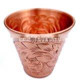 BPA FREE 100% PURE COPPER 2 OZ EMOSSED DESIGN SHOT GLASSES, COPPER SHOT MEASURING CUPS thumbnail-2