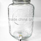 8L Big Square Checkered Glass Wine Dispenser Jar With Spigot and Lid thumbnail-3