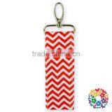 Red Chevron Fabric Cotton Chapstick Lip Balm Holder Handmade Fancy Key Holders