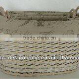 S/3 OVAL WICKER STORAGE HAMPER W/LINER thumbnail-1