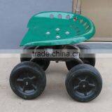 Hot Sale Rolling Garden Seat Cart With Round Basket thumbnail-2