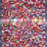 High Quality Nepal Handmade Pinky Rectangular Felt Ball Rug thumbnail-1