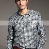 New Design Small Checked Blends Cotton Men Shirt SL0071 thumbnail-1