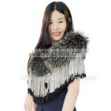 CX-B-60B Black Raccoon Fur Modern Women Fur Shawl thumbnail-1