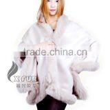 CX-B-P-25E 2016 New Product Fur Poncho Fur Cape With Fox Fur Trimmed thumbnail-6