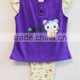 High Quality Latest Design Baby Sleeveless Pajama Set Knitted 100% Cotton Pajama 2 Pcs Set TP-7713 thumbnail-1