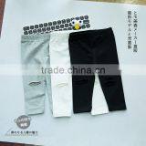 S33291W Fashion Hole Cotton Infant Pants Newborn Baby Boy Pure Color Pants thumbnail-1