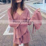 Runwaylover 5091 Europea Hot Sale Pink Sexy Flouncing Chiffon Playsuit thumbnail-1